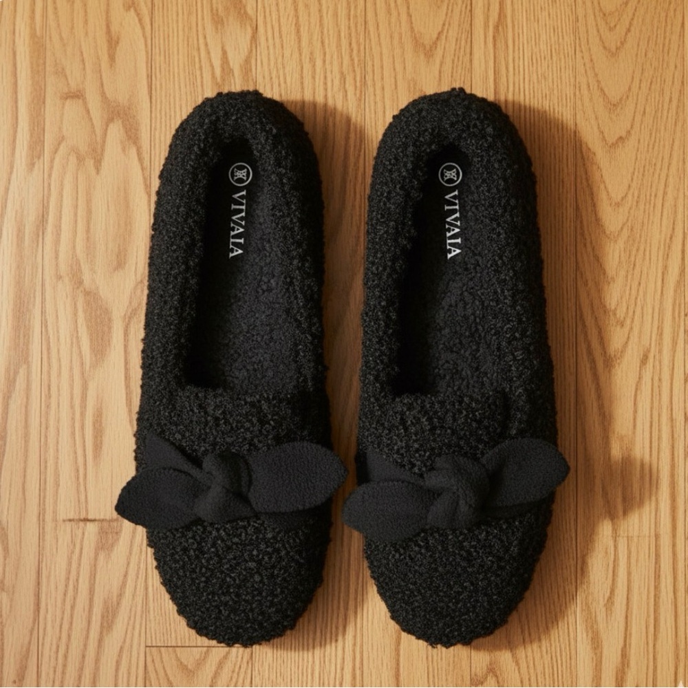 VIVAIA - women’s Audrey round toe recycled faux fur loafers flat black shoes 42